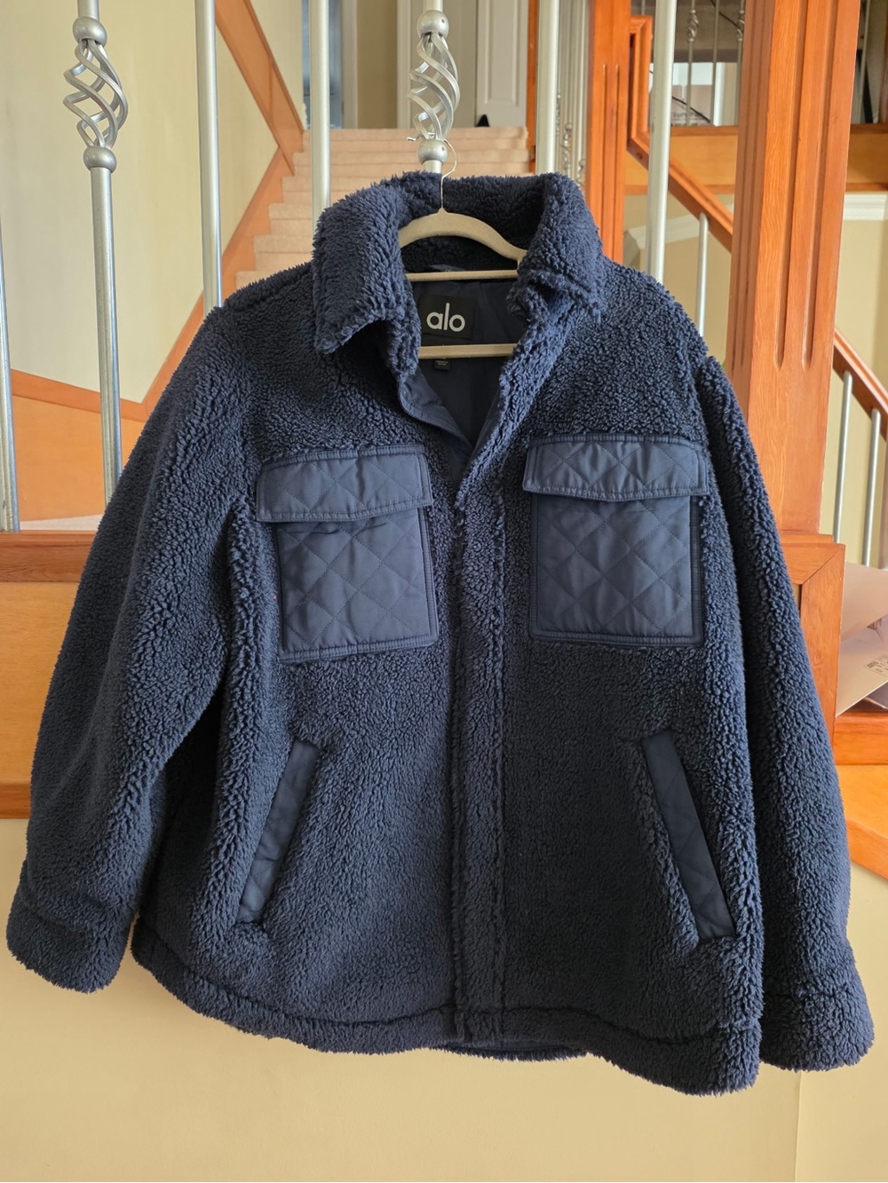 ALO Yoga Navy Sherpa Puffer Jacket for Kids